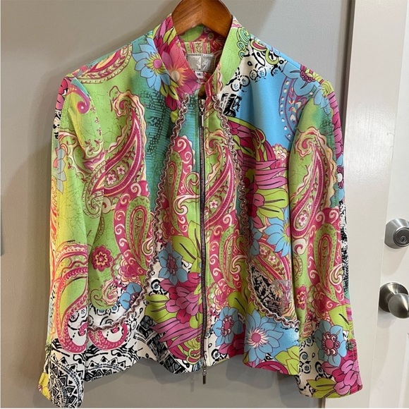 Alberto Makali vintage Multicolour Paisley Jacket size 14 - Picture 3 of 13